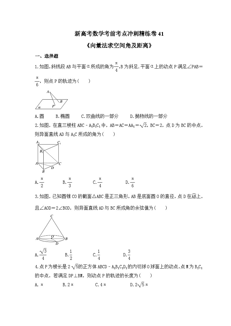 新高考数学考前考点冲刺精练卷41《向量法求空间角及距离》（原卷版）第1页
