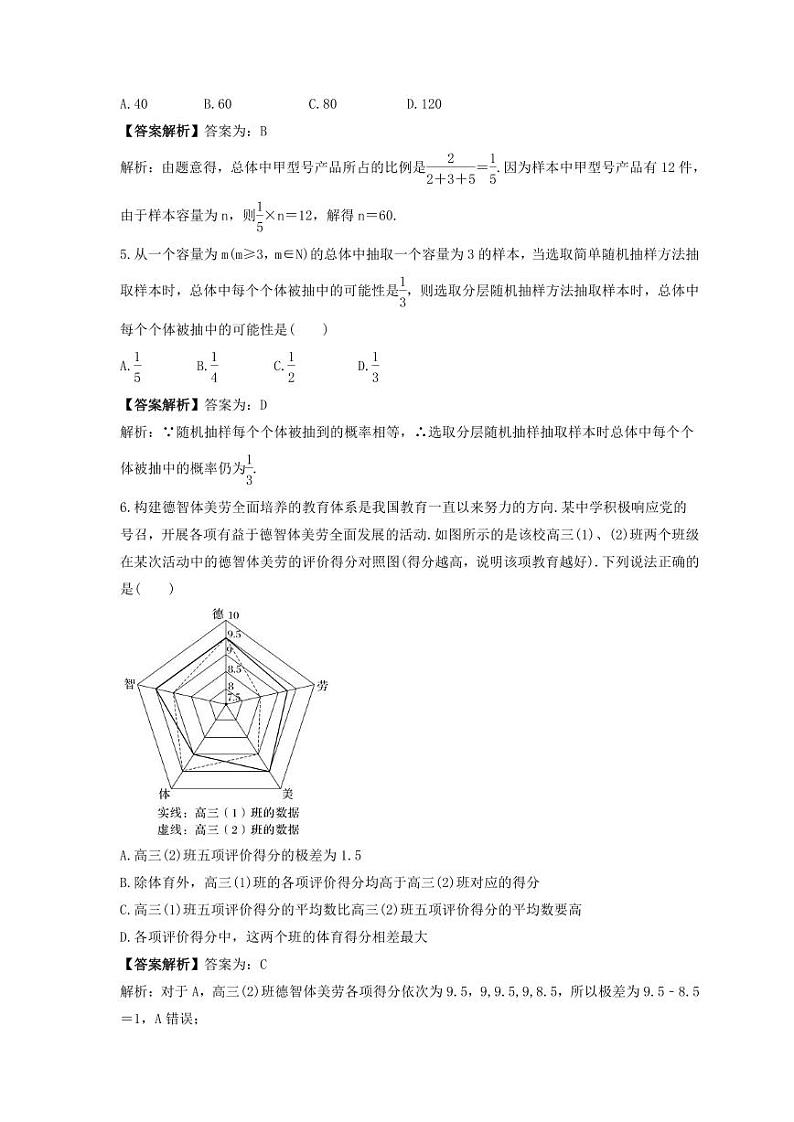 新高考数学考前考点冲刺精练卷54《随机抽样、统计图表》（教师版）第2页