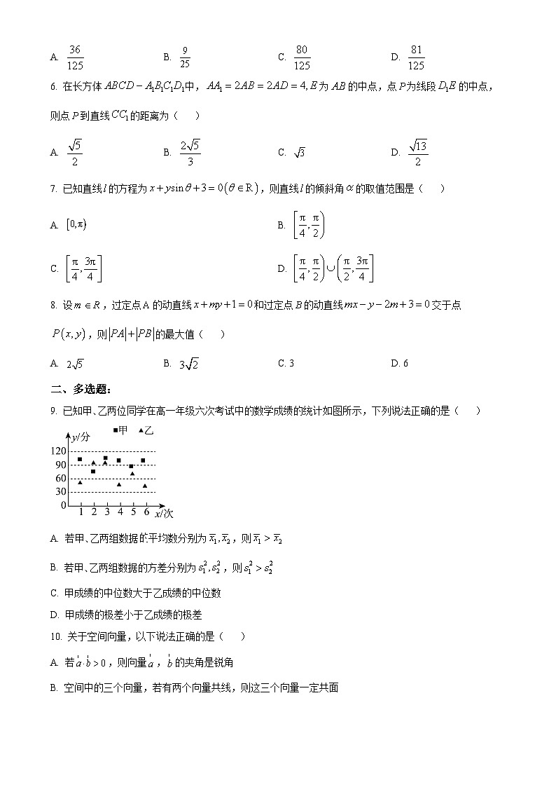 四川省成都市锦江区嘉祥外国语高级中学2024-2025学年高二上学期十月月考数学试题 Word版无答案第2页