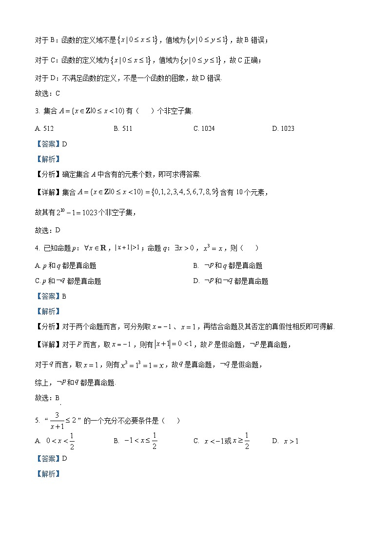 重庆市重庆复旦中学教育集团2024-2025学年高一上学期期中考试数学试题 Word版含解析第2页