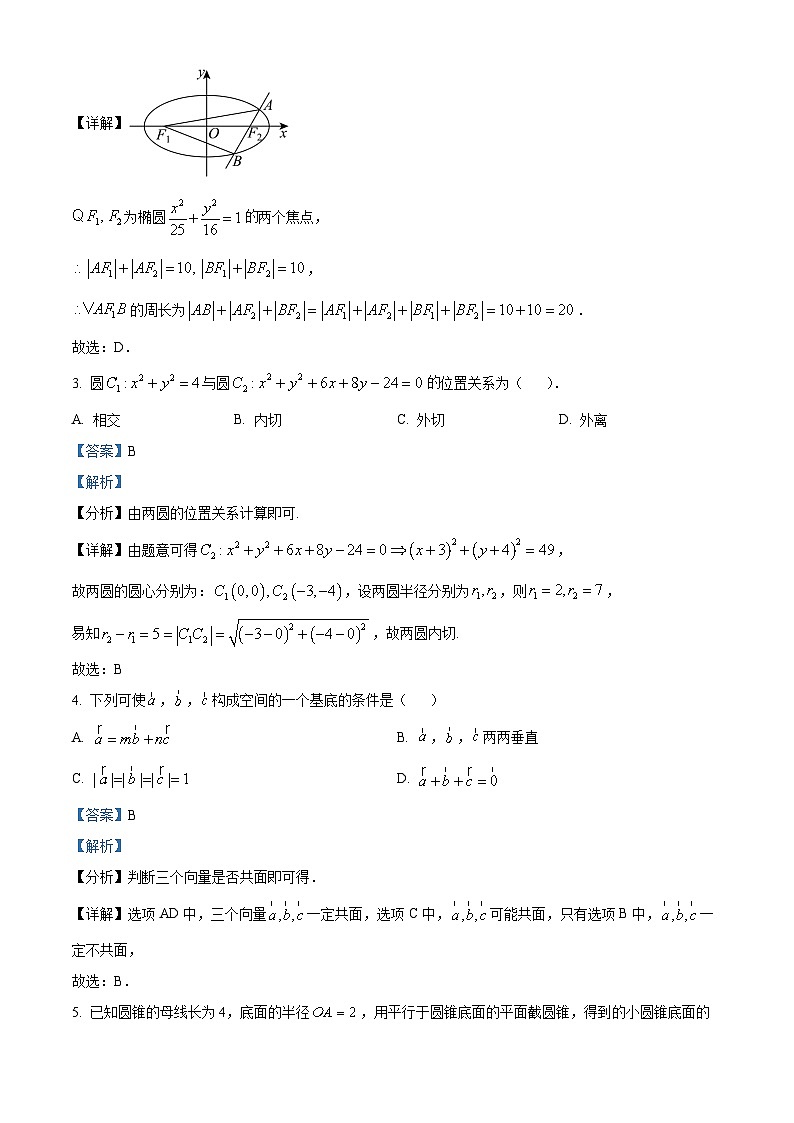 重庆市育才中学2024-2025学年高二上学期10月月考数学试卷（Word版附解析）02