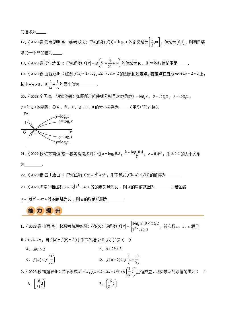 人教版高中数学必修一 精讲精练4.4 对数函数（精练）（原卷版）第3页