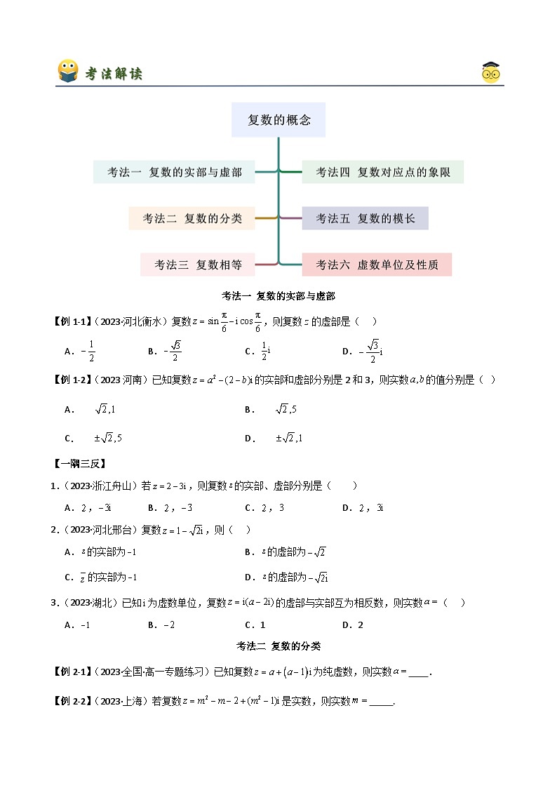 人教版高中数学必修二 精讲精练7.1 复数的概念（原卷版）第2页
