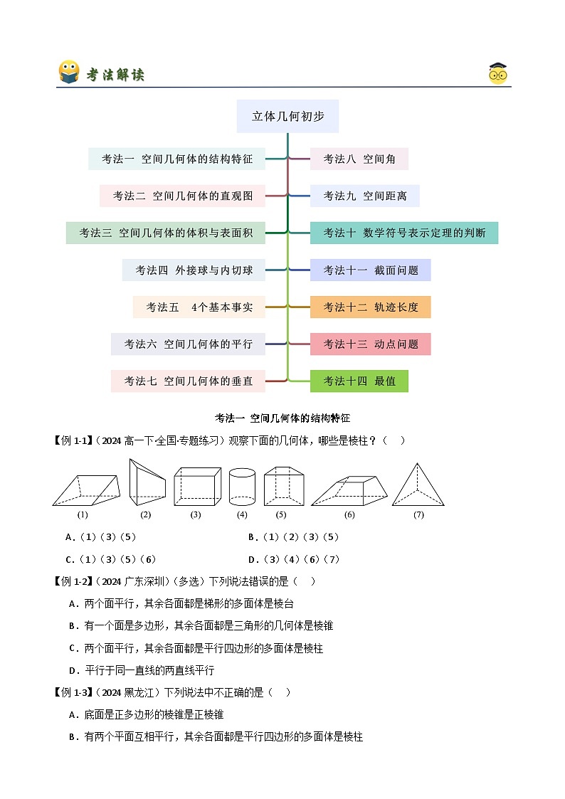 人教版高中数学必修二 精讲精练第八章 立体几何初步章末小结及测试（2份，原卷版+解析版）03