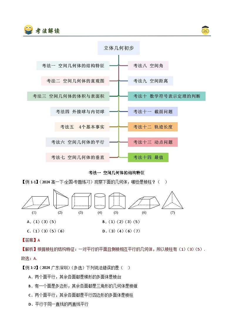 人教版高中数学必修二 精讲精练第八章 立体几何初步章末小结及测试（2份，原卷版+解析版）03