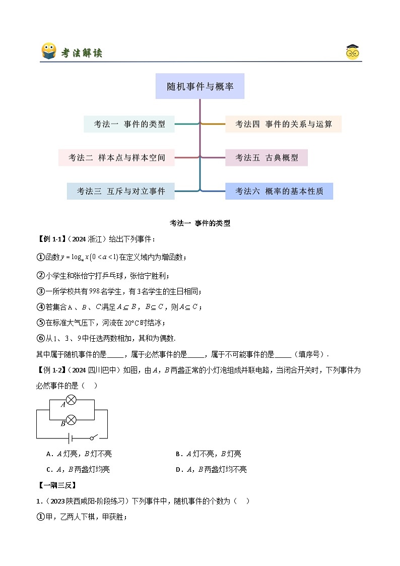 人教版高中数学必修二 精讲精练10.1 随机事件与概率（原卷版）第3页