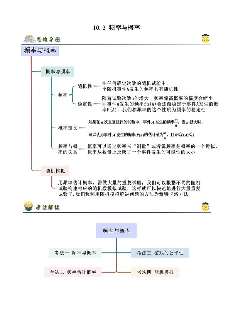 人教版高中数学必修二 精讲精练10.3 频率与概率（2份，原卷版+解析版）01