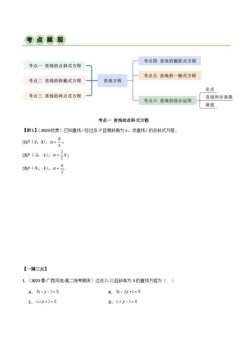 人教版高中数学选择性必修一 精讲精练2.2 直线的方程（精讲）（2份，原卷版+解析版）02