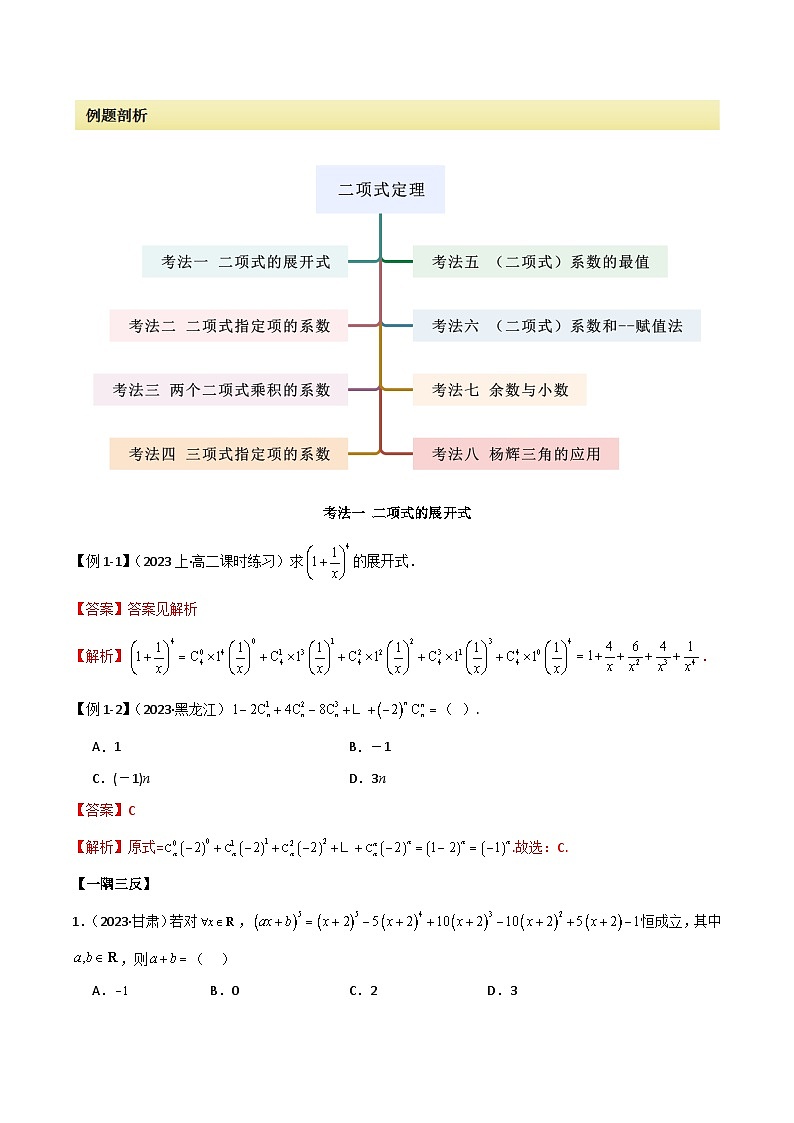 人教版高中数学选择性必修三 精讲精练6.3 二项式定理（2份，原卷版+解析版）02