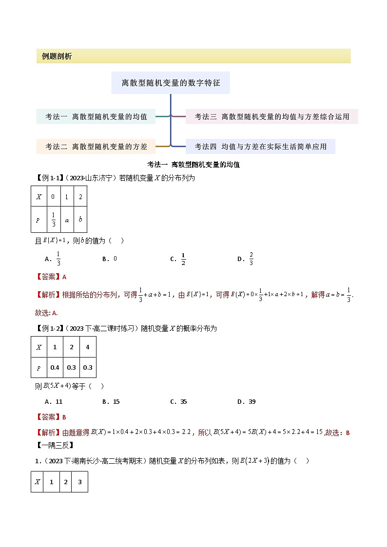 人教版高中数学选择性必修三 精讲精练7.3 离散型随机变量的数字特征（解析版）第2页