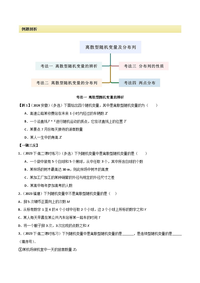 人教版高中数学选择性必修三 精讲精练7.2 离散型随机变量及分布列（2份，原卷版+解析版）02