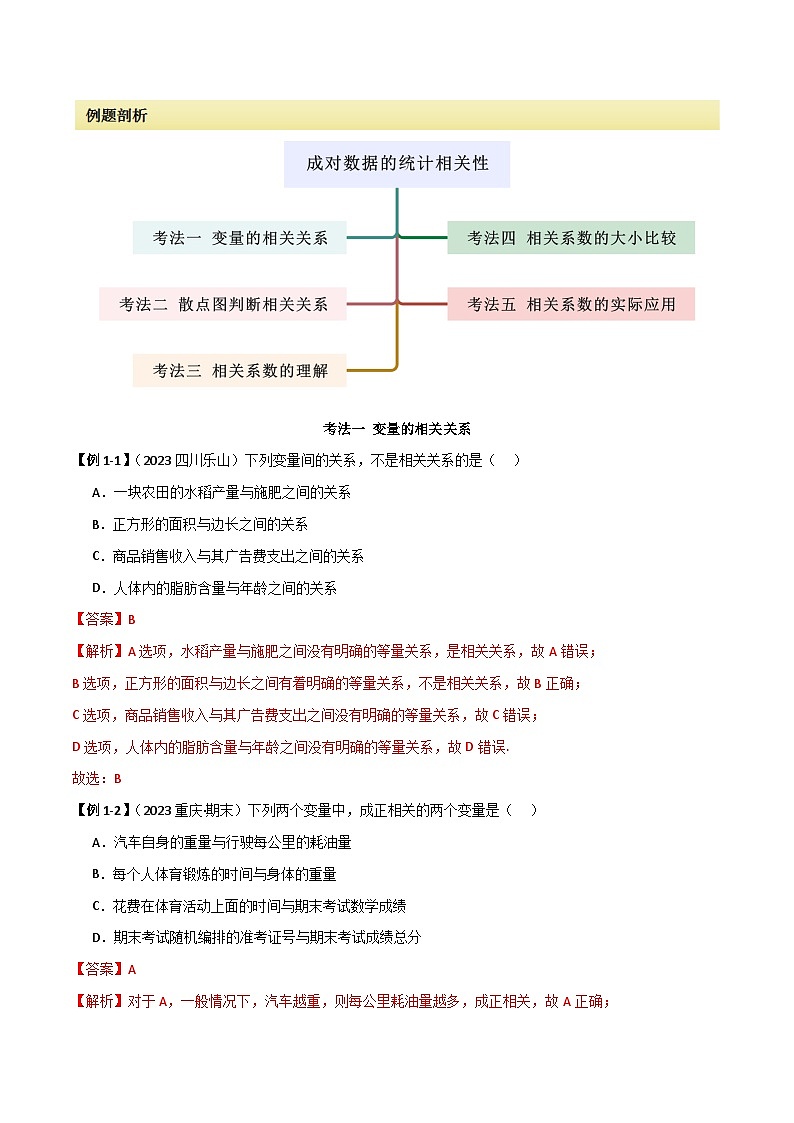 人教版高中数学选择性必修三 精讲精练8.1 成对数据的统计相关性（2份，原卷版+解析版）02