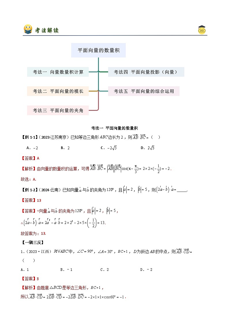 人教版高中数学必修二 精讲精练6.2.2 向量的数量积（解析版）第2页
