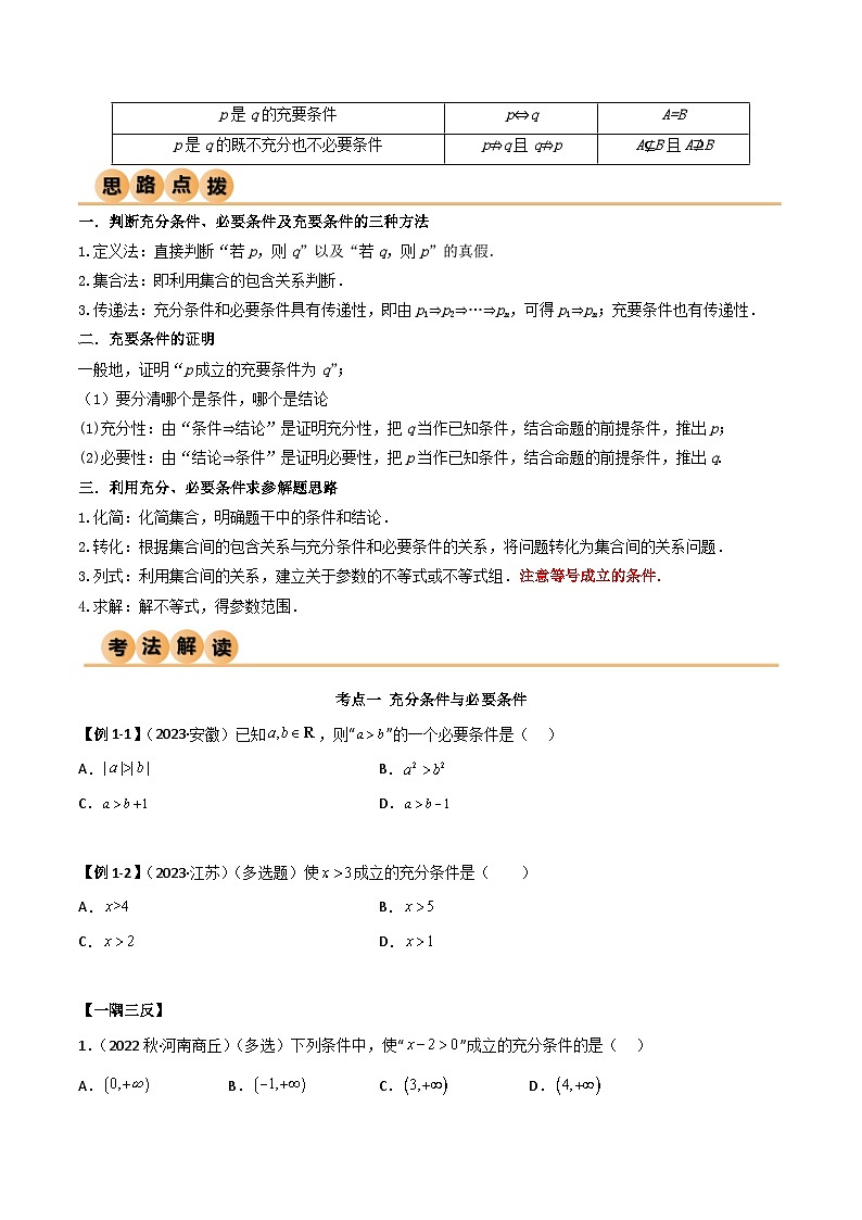 人教版高中数学必修一 精讲精练1.4 充分必要条件（精讲）（2份，原卷版+解析版）02