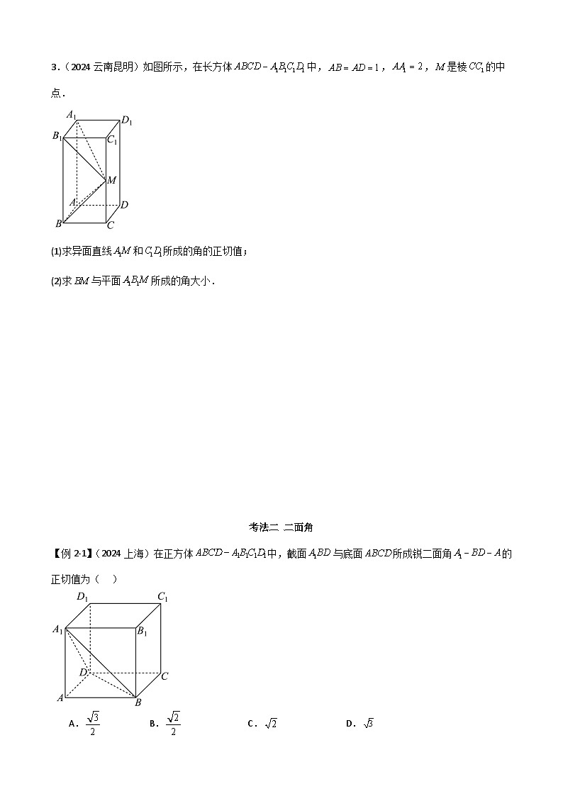 人教版高中数学必修二 精讲精练8.6.2 空间距离与空间角（2份，原卷版+解析版）03