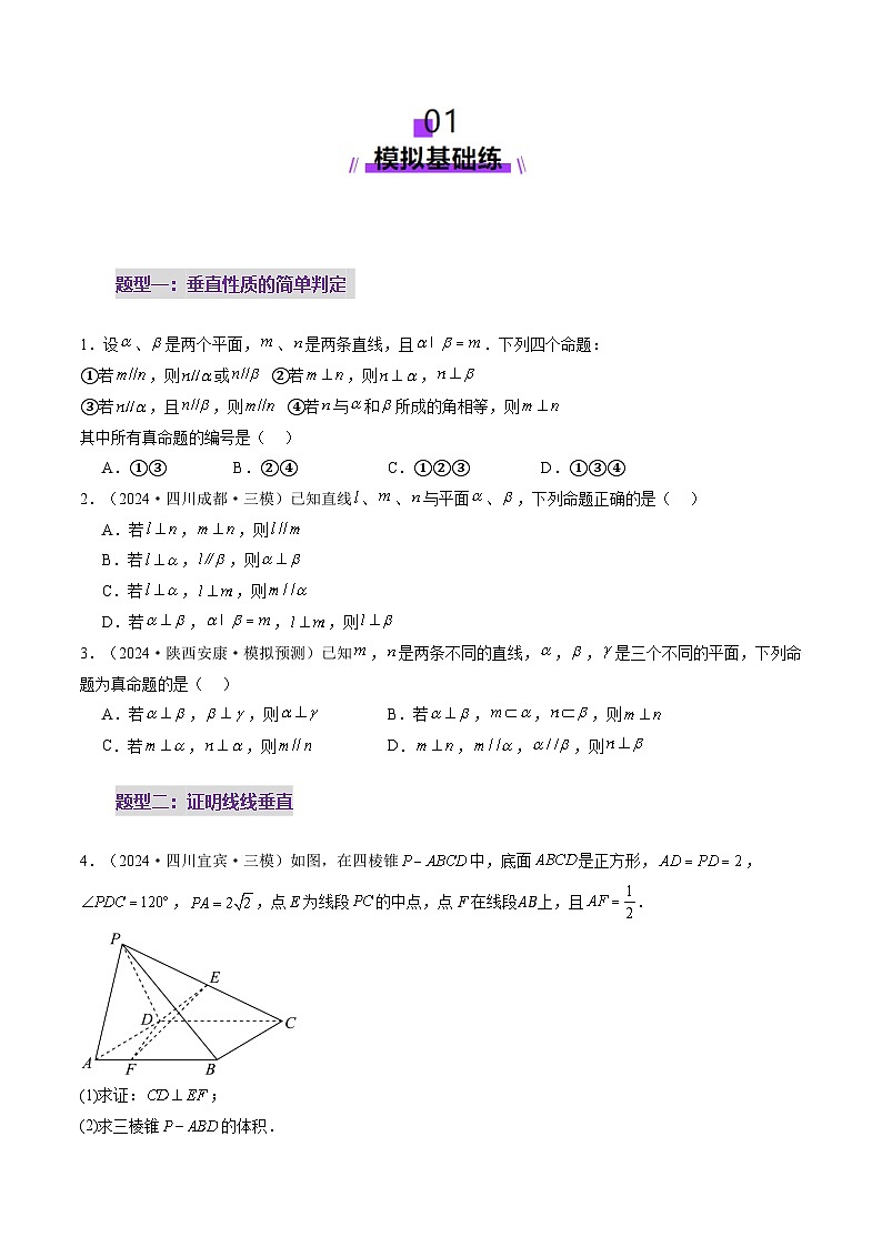 第04讲 直线、平面垂直的判定与性质（七大题型）（练习）-2025年高考数学一轮复习讲练测（新教材新高考）.102