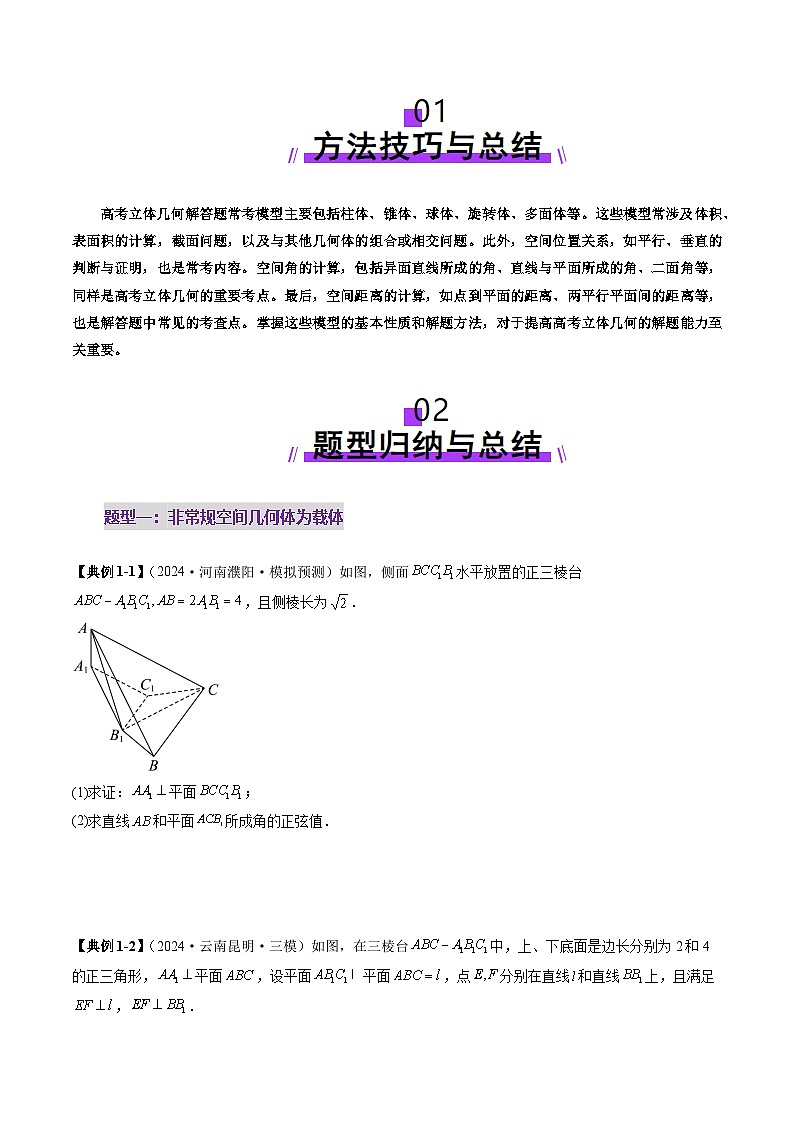重难点突破03 立体几何解答题常考模型归纳总结（九大题型）（原卷版）第2页