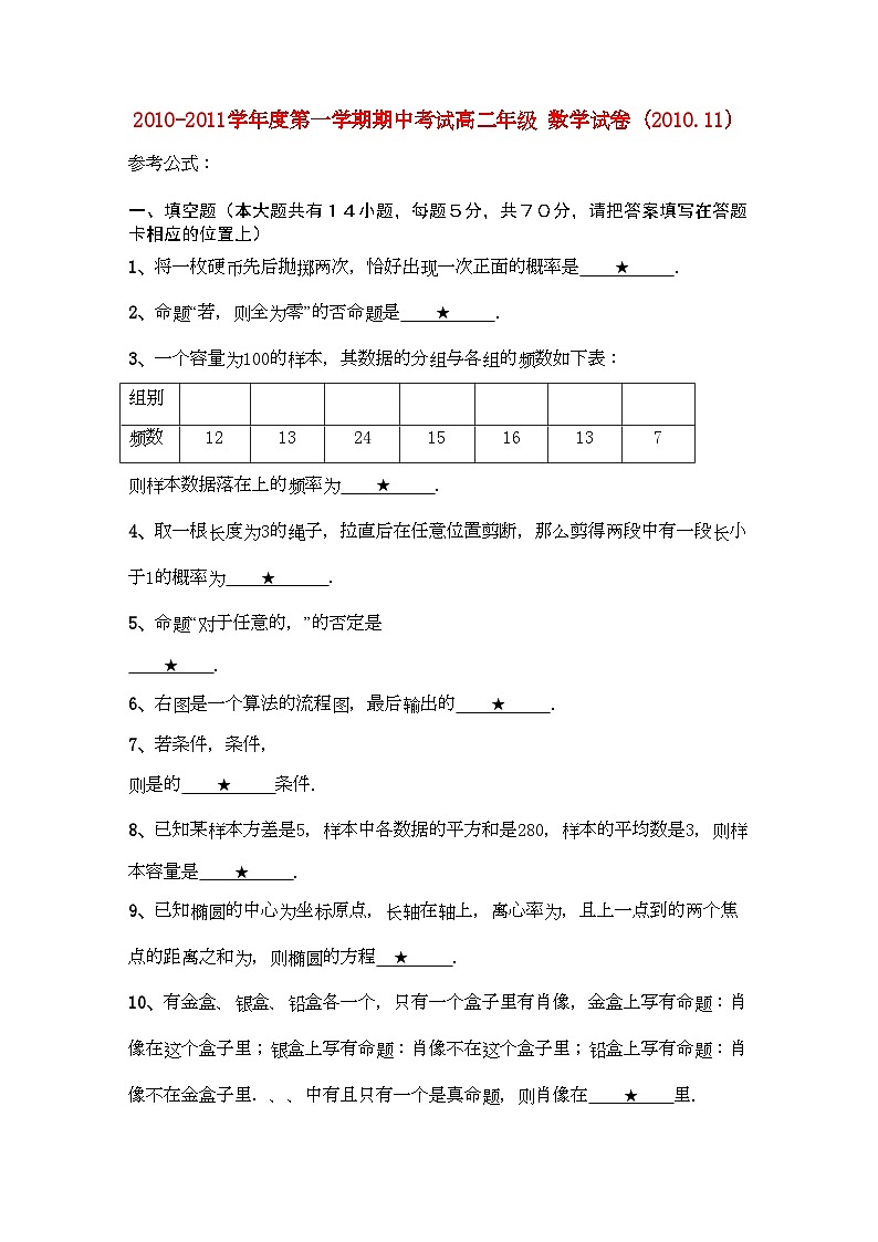 2022年江苏省常州市横山桥高级11高二数学上学期期中考试苏教版会员独享第1页