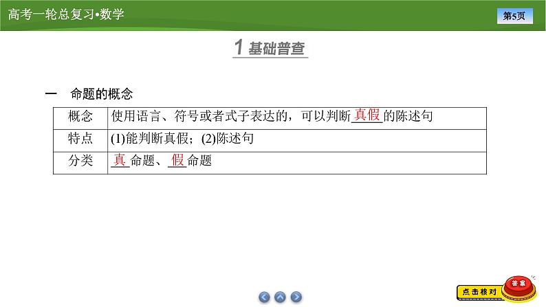 2025届高中数学一轮复习课件：第一章　第2讲常用逻辑用语（共55张ppt）第5页