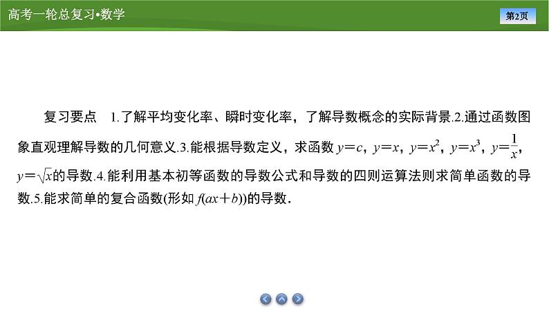 2025届高中数学一轮复习课件：第四章　第1讲导数的概念与运算（共76张ppt）第2页