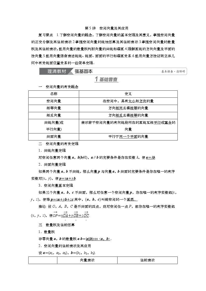 第八章　第五讲　空间向量及其应用（课件+ 讲义+练习）-【知识梳理】2025年高考数学一轮复习知识梳理01