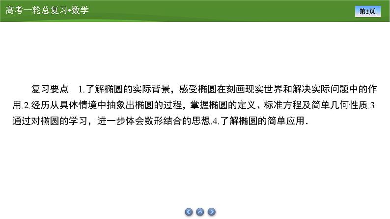 2025届高中数学一轮复习课件：第九章　第5讲椭圆(一)（共89张ppt）第2页