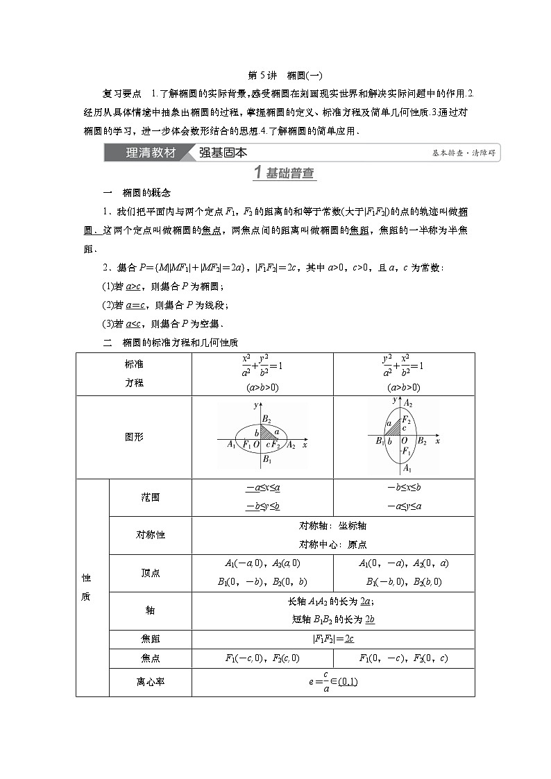 2025届高中数学一轮复习讲义：第九章第5讲　椭圆(一)（含解析）第1页