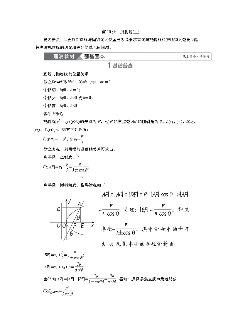 第九章　第十讲　抛物线(二)（课件+ 讲义+练习）-【知识梳理】2025年高考数学一轮复习知识梳理01