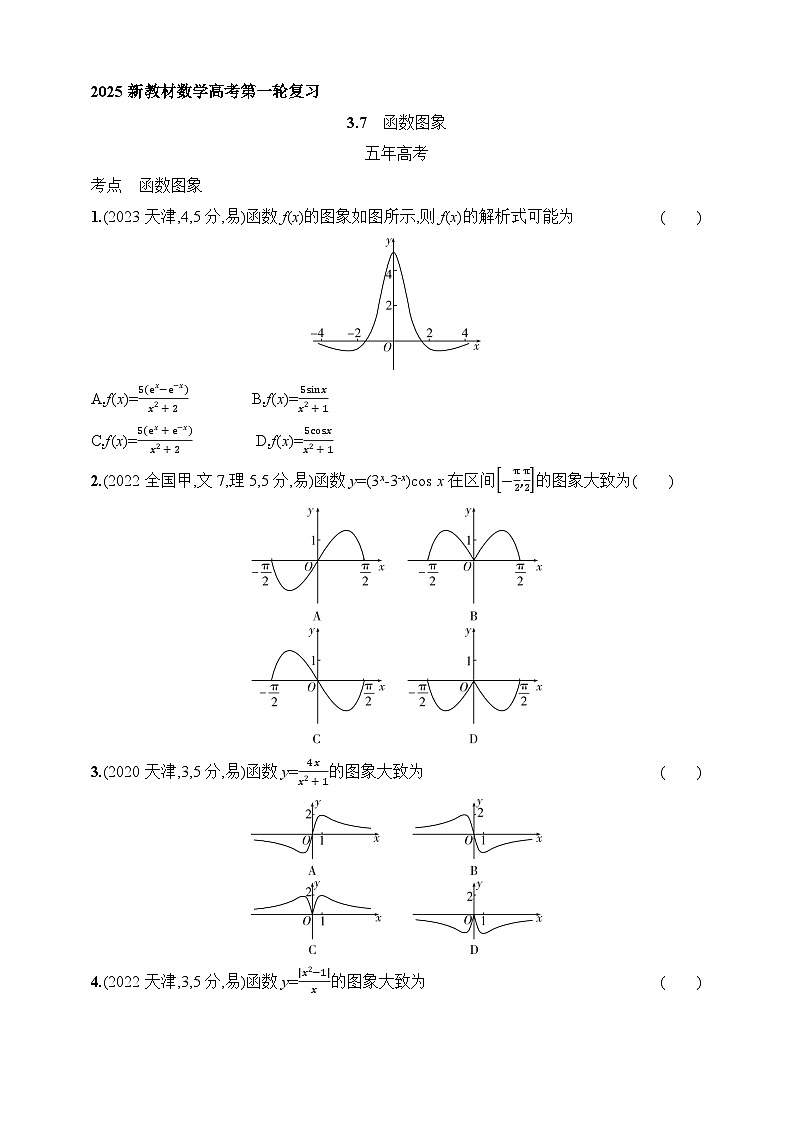 3.7　函数图象（含答案）-【五年高考·三年模拟】2025年新教材高考数学一轮基础练习（含答案）第1页