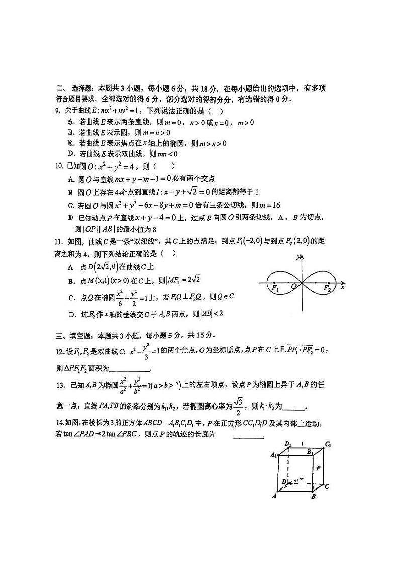 江西省南昌市江西师范大学附属中学2024-2025学年高二上学期期中考试数学试题第2页