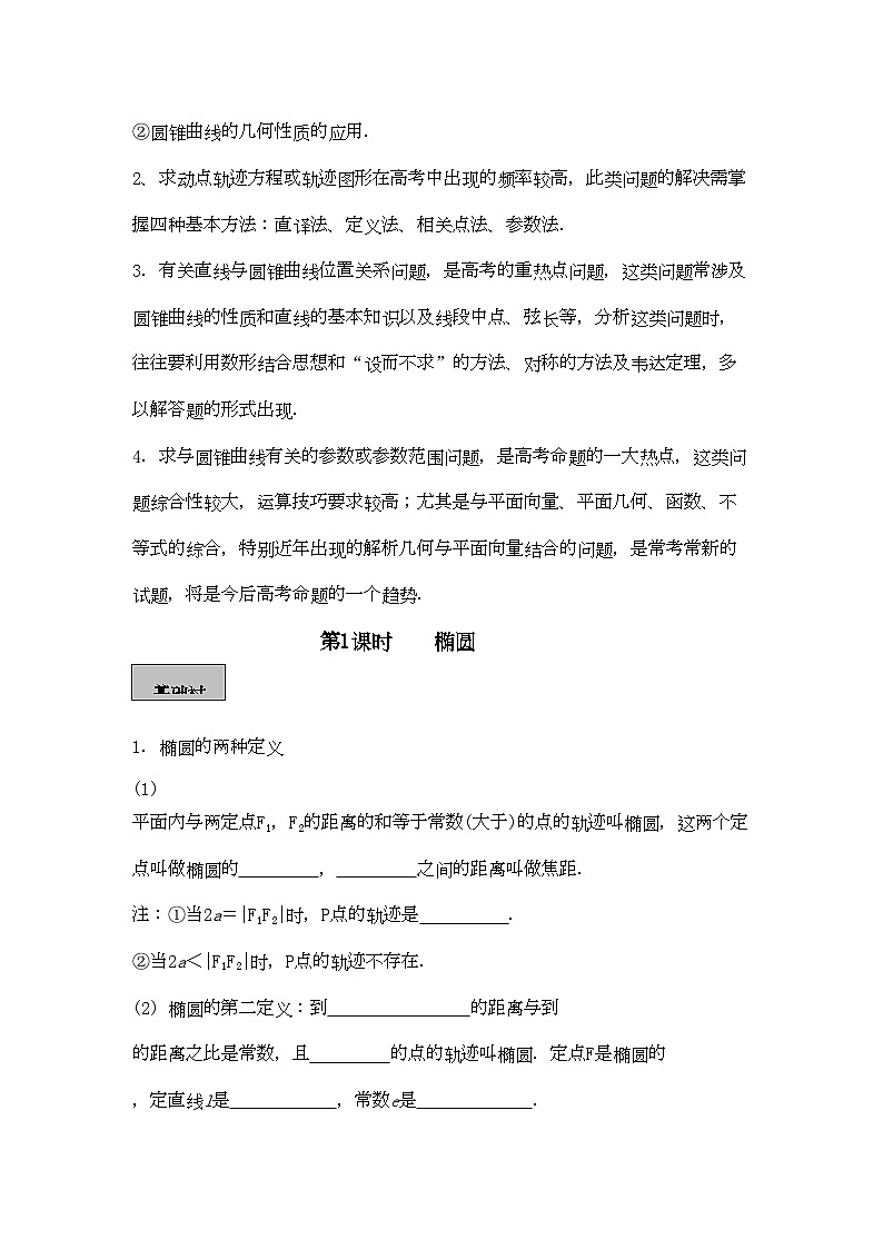 2022年高考数学导学练系列圆锥曲线教案苏教版第2页