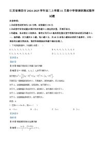 江苏省南京市2024-2025学年高二上学期期中考试数学试卷（Word版附解析）