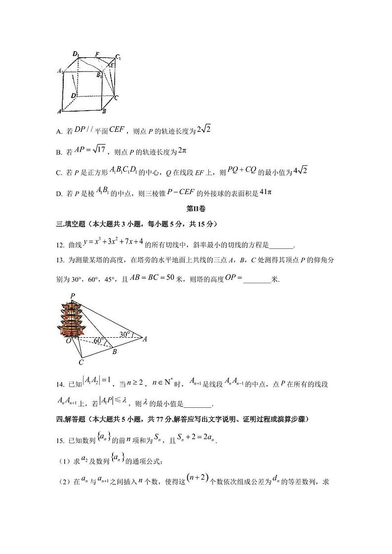2024-2025学年山东省青岛市高三上学期期中数学质量检测试题（含解析）第3页