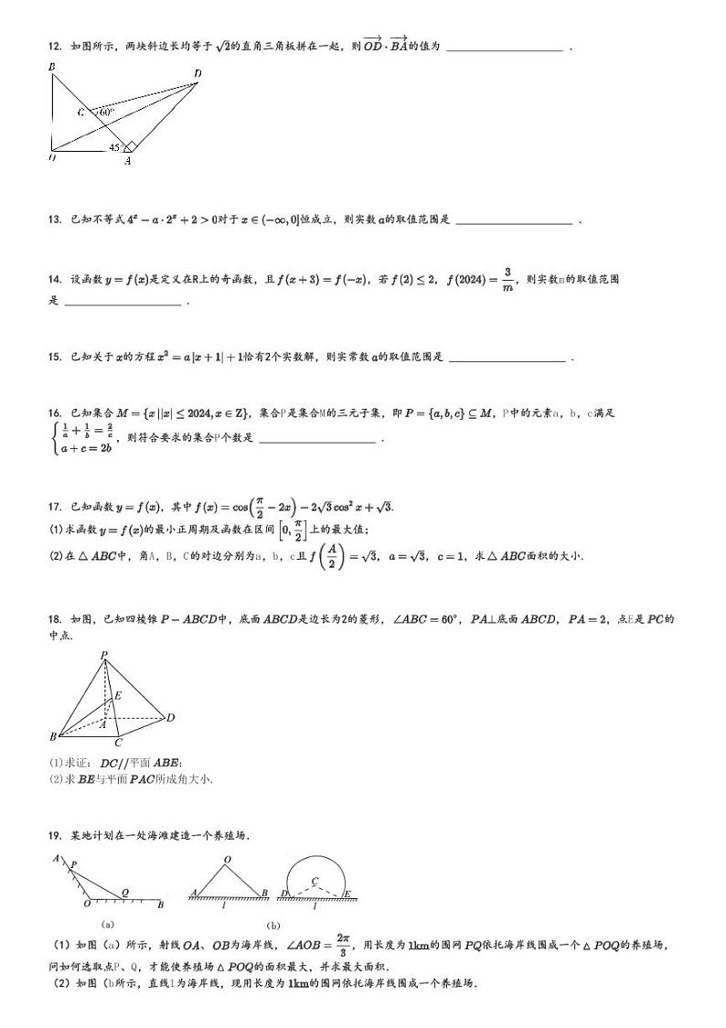 2024～2025学年上海嘉定区上海师范大学附属嘉定高级中学高三(上)期中数学试卷[原题+解析]第2页