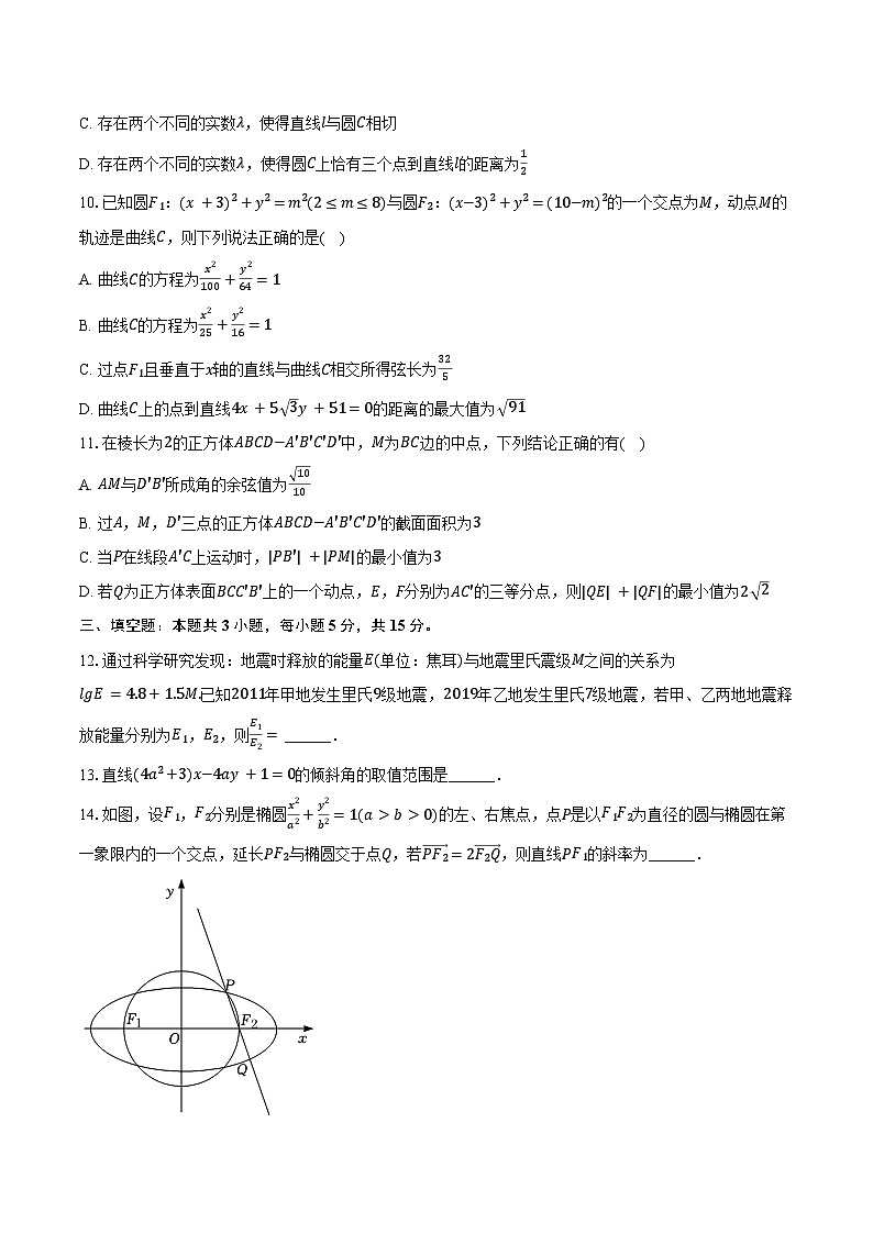 2024-2025学年湖南省长沙一中高二（上）第一次段考数学试卷（10月份）（含答案）第2页