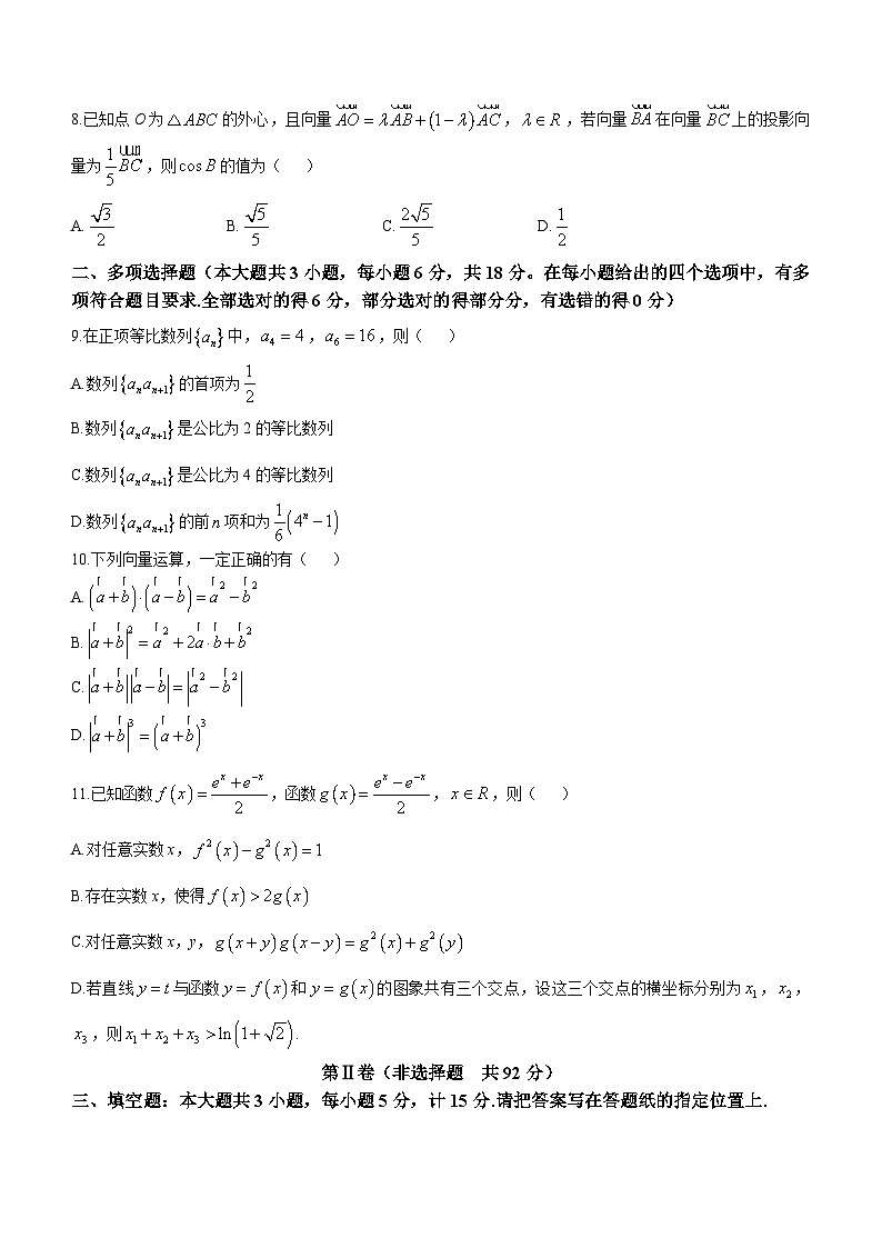 江苏省盐城市2024-2025学年高三上学期11月期中考试数学试题(无答案)第2页