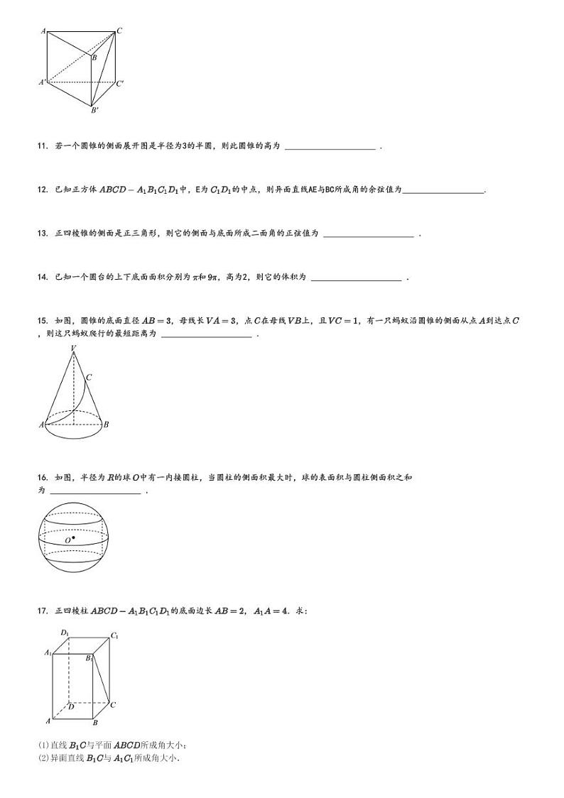 2024～2025学年上海浦东新区上海市三林中学高二(上)期中数学试卷[原题+解析]第2页