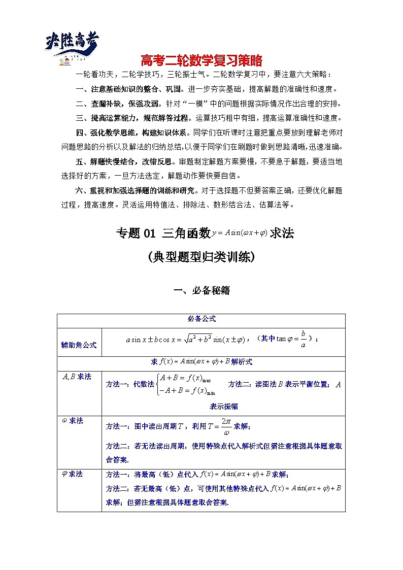 专题01 三角函数的图象与性质(典型题型归类训练)(原卷版）第1页