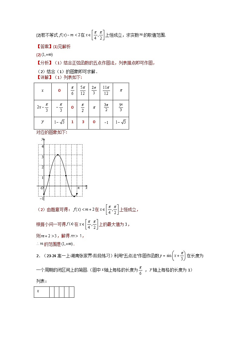 专题02 三角函数的图象与性质（五点法作图）(典型题型归类训练)(解析版）第3页