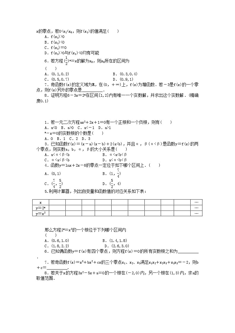 2022年数学人教版A必修1同步训练3.1.2用二分法求方程的近似解附答案第2页