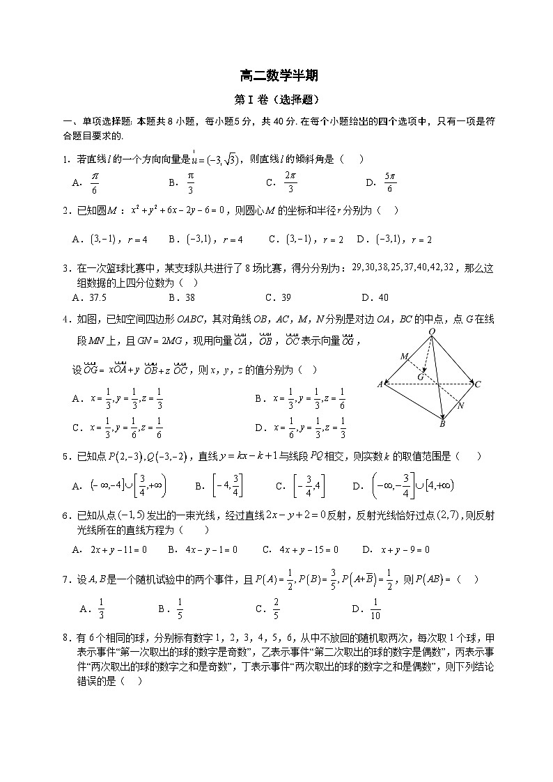 四川省成都列五中学2024-2025学年高二上学期11月期中考试数学试题01