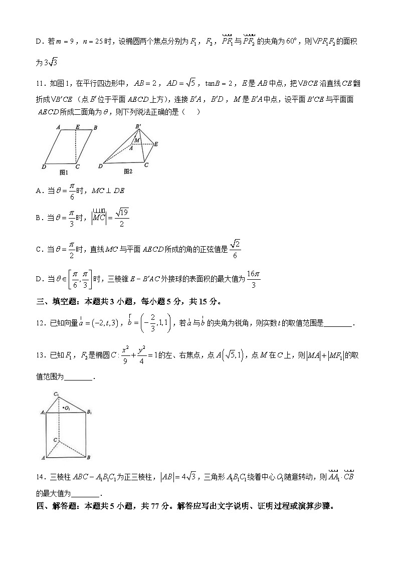 河北省名校联合体（邢台市第一中学等）2024-2025学年高二上学期11月期中考试数学试题第3页