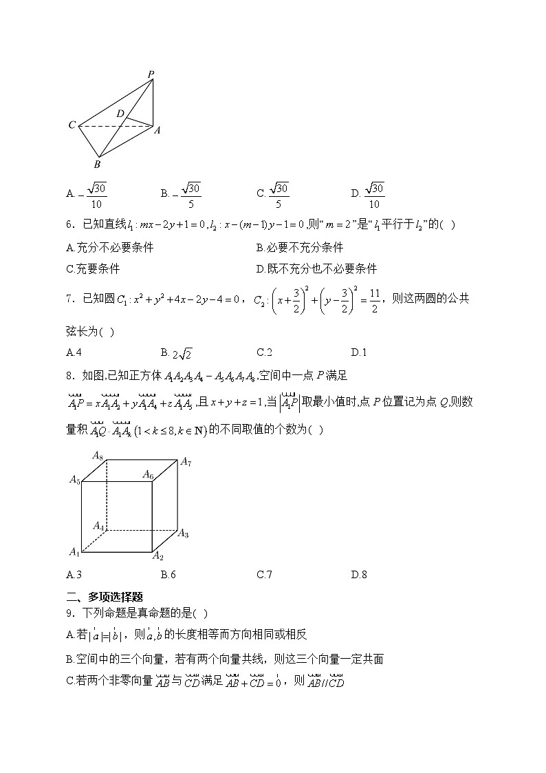 山东省泰安市肥城海亮外国语学校2024-2025学年高二上学期期中质量检测数学试卷02