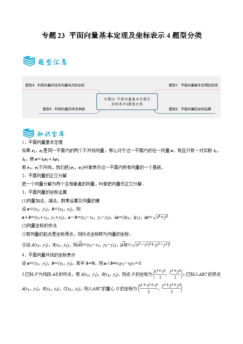 专题23 平面向量基本定理及坐标表示4题型分类-备战2025年高考数学一轮专题复习全套考点突破和专题检测（原卷版）第1页