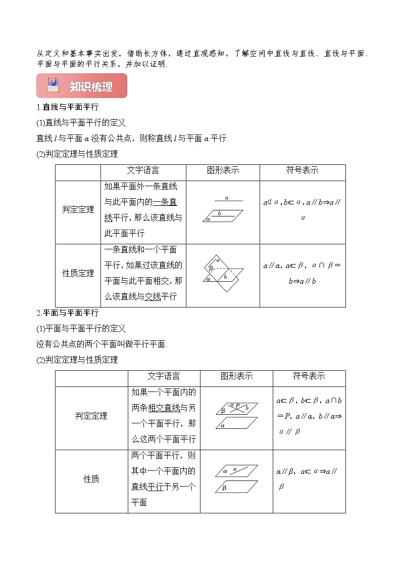 专题38 空间直线、平面的平行-2025年高考数学一轮复习讲义（知识梳理+真题自测+考点突破+分层检测）（新高考专用）原卷版第2页