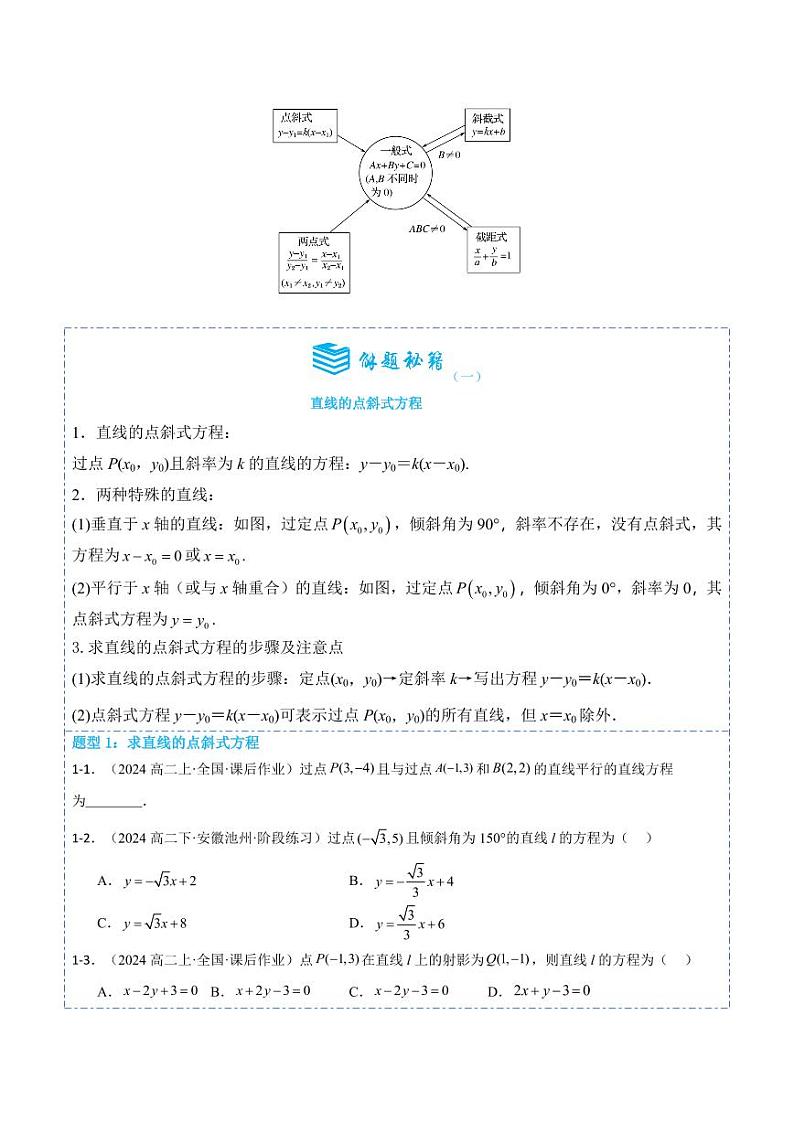2.2直线的方程9题型分类(讲+练）（原卷版）-2024年秋高二数学选择性必修第一册题型练习第3页