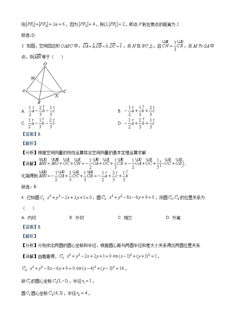 重庆市字水中学2024-2025学年高二上学期期中考试数学试题（I卷） Word版含解析第2页