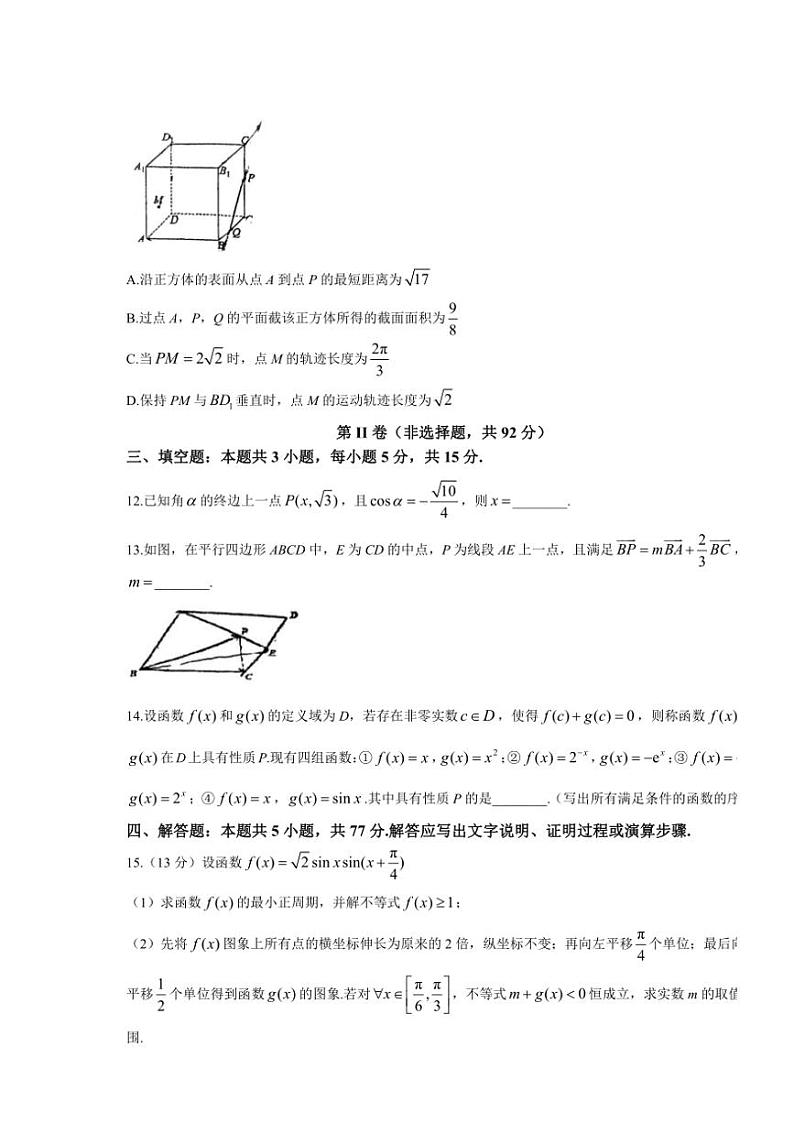 山东省青岛第十九中学2024～2025学年高三(上)期中数学试卷(含答案)第3页