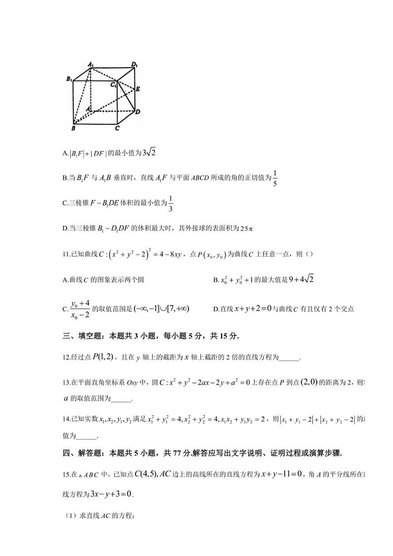 湖北省鄂东南省级示范高中教育教学改革联盟学校2024～2025学年高二(上)期中联考数学试卷(含答案)第3页