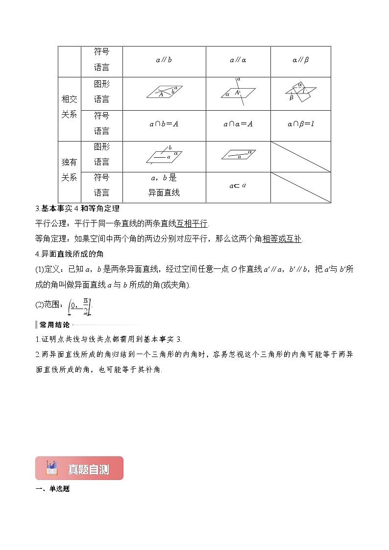 专题37 空间点、直线、平面之间的位置关系-2025年高考数学一轮复习讲义（知识梳理+真题自测+考点突破+分层检测）（新高考专用）原卷版第3页